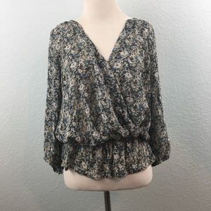 Joie Silk 'Storm' Floral Louvre Blouson Top S